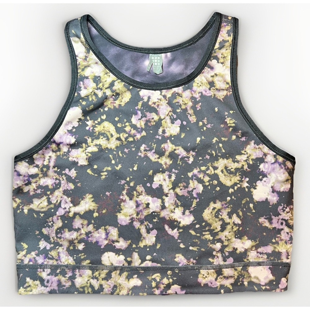 Title Nine Sports Bra‎ Size Medium Racerback High Impact Purple Gold Black